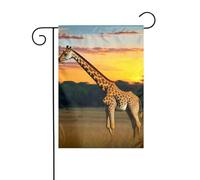 YYHWHJDE Drapeau de jardin avec motif girafe coucher de soleil naturel 30,5 x 45,7 cm