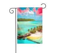 YYHWHJDE Drapeau de jardin avec motif paysage caraïbe, décoration de cour, 30,5 x 45,7 cm, épais et durable