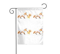 YYHWHJDE Drapeau de jardin avec motif renard qui a volé le poulet - Décoration de cour extérieure - Double face - 30,5 x 45,7 cm