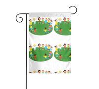 YYHWHJDE Drapeau de jardin avec motif « The friend who spins in circles » - Décoration de cour extérieure - Double face - 30,5 x 45,7 cm