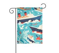 YYHWHJDE Drapeau de jardin imprimé bateau de croisière 30,5 x 45,7 cm pour décoration de cour avec une largeur de poteau de 3 cm (drapeau uniquement, mât non inclus)