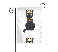 YYHWHJDE Drapeau de jardin imprimé chat noir portant une couronne 30,5 x 45,7 cm pour jardin, terrasse, balcon