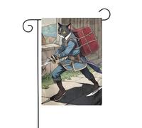 YYHWHJDE Drapeau de jardin imprimé chat portant une épée de 30,5 x 45,7 cm pour décoration de cour avec une largeur de poteau de 3 cm (drapeau uniquement, mât non inclus)