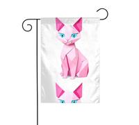 YYHWHJDE Drapeau de jardin imprimé chat rose origami décoration cour 30,5 x 45,7 cm pour jardin, terrasse, balcon