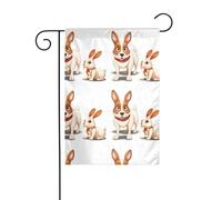 YYHWHJDE Drapeau de jardin imprimé chien errant et petit lapin blanc 30,5 x 45,7 cm pour jardin, terrasse, balcon