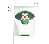 YYHWHJDE Drapeau de jardin imprimé cochon avec grand parapluie feuille de lotus 30,5 x 45,7 cm pour décoration de cour avec une largeur de poteau de 3 cm (drapeau uniquement, mât non inclus)