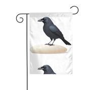 YYHWHJDE Drapeau de jardin imprimé corbeau sur le galet Décoration de cour 30,5 x 45,7 cm pour jardin, terrasse, balcon