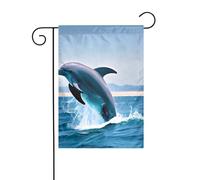 YYHWHJDE Drapeau de jardin imprimé dauphins sautant sur la cour 30,5 x 45,7 cm épais tendance