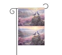 YYHWHJDE Drapeau de jardin imprimé deux oiseaux sur un rocher 30,5 x 45,7 cm pour jardin, terrasse, balcon
