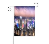 YYHWHJDE Drapeau de jardin imprimé Hong Kong - Décoration de cour - 30,5 x 45,7 cm - Épais et tendance