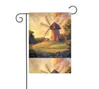 YYHWHJDE Drapeau de jardin imprimé Le moulin à vent sur la prairie Décoration de cour 30,5 x 45,7 cm pour jardin, terrasse, balcon