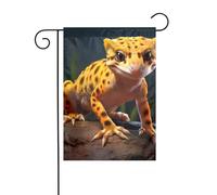 YYHWHJDE Drapeau de jardin imprimé léopard Little Gecko Décoration de cour extérieure 30,5 x 45,7 cm