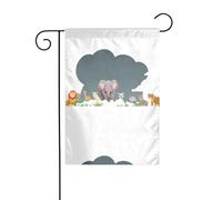 YYHWHJDE Drapeau de jardin imprimé parc animalier sur le nuage blanc 30,5 x 45,7 cm pour jardin, terrasse, balcon
