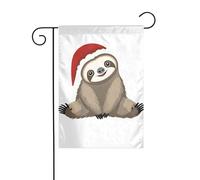YYHWHJDE Drapeau de jardin imprimé paresseux de Noël super mignon 30,5 x 45,7 cm pour jardin, terrasse, balcon