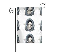 YYHWHJDE Drapeau de jardin imprimé squelette rampant hors de la tombe 30,5 x 45,7 cm pour décoration de cour avec 3 cm de largeur (drapeau uniquement, mât non inclus)
