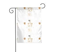 YYHWHJDE Drapeau de jardin imprimé squelette tenant une tasse à café 30,5 x 45,7 cm pour décoration de cour avec une largeur de poteau de 3 cm (drapeau uniquement, mât non inclus)