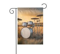 YYHWHJDE Drapeau de jardin imprimé tambour de musique sur le terrain 30,5 x 45,7 cm pour décoration de cour avec une largeur de poteau de 3 cm (drapeau uniquement, mât non inclus)