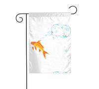 YYHWHJDE Drapeau de jardin imprimé « The goldfish that spits bubbles » - 30,5 x 45,7 cm - Pour décoration de cour - Largeur de poteau de 3 cm (drapeau uniquement, mât non inclus)