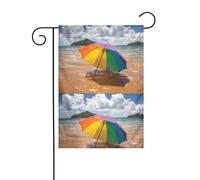 YYHWHJDE Drapeau de jardin imprimé Umbrella By The Sea - Décoration de cour - 30,5 x 45,7 cm - Pour jardin, terrasse, balcon