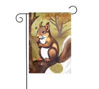 YYHWHJDE Drapeau de jardin motif écureuil mangeur de noix 30,5 x 45,7 cm d'épaisseur durable