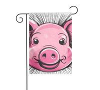 YYHWHJDE Drapeau de jardin motif tête de cochon rose drôle décoration cour 30,5 x 45,7 cm épais durable