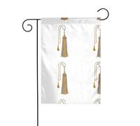 YYHWHJDE Drapeau de jardin rétro avec pompons - Décoration de cour - 30,5 x 45,7 cm - Épais et tendance