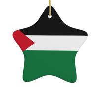 YYHWHJDE Drapeau de l'État de Palestine Imprimés Noël Céramique Étoile Pendentif Ornement Facile à accrocher, Très approprié pour la décoration des arbres de Noël