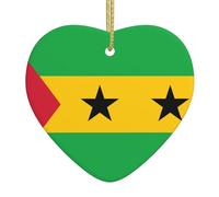 YYHWHJDE Drapeau Sao Tomé et Principe Image Noël Céramique Amour Pendentif Décoration Intérieur Festival Cadeau
