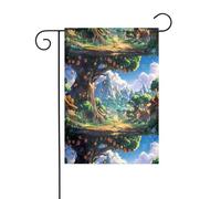 YYHWHJDE Drapeaux de jardin imprimés arbre fruitier à tête de village 30,5 x 45,7 cm pour décoration de cour avec une largeur de poteau de 3 cm (drapeau uniquement, mât non inclus)