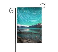 YYHWHJDE Drapeaux de jardin imprimés aurore boréale verte 30,5 x 45,7 cm pour décoration de cour avec une largeur de poteau de 3 cm (drapeau uniquement, mât non inclus)
