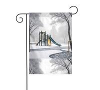 YYHWHJDE Drapeaux de jardin imprimés avec toboggan de neige 30,5 x 45,7 cm pour décoration de cour avec une largeur de poteau de 3 cm (drapeau uniquement, mât non inclus)