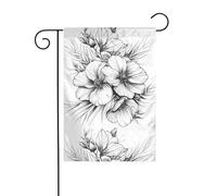 YYHWHJDE Drapeaux de jardin imprimés de fleurs esquisses 30,5 x 45,7 cm pour décoration de cour avec une largeur de poteau de 3 cm (drapeau uniquement, mât non inclus)
