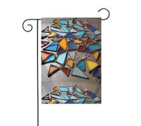 YYHWHJDE Drapeaux de jardin imprimés fragments colorés dispersés de 30,5 x 45,7 cm pour décoration de cour avec une largeur de poteau de 3 cm (drapeau uniquement, mât non inclus)