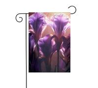 YYHWHJDE Drapeaux de jardin imprimés iris violets 30,5 x 45,7 cm pour décoration de cour avec une largeur de poteau de 3 cm (drapeau uniquement, mât non inclus)