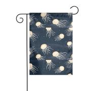 YYHWHJDE Drapeaux de jardin imprimés méduses dans les étoiles 30,5 x 45,7 cm pour décoration de cour avec une largeur de poteau de 3 cm (drapeau uniquement, mât non inclus)