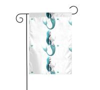 YYHWHJDE Drapeaux de jardin imprimés sirène squelette 30,5 x 45,7 cm pour décoration de cour avec une largeur de poteau de 3 cm (drapeau uniquement, mât non inclus)