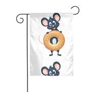 YYHWHJDE Drapeaux de jardin imprimés The Mouse that stole the bagel - 30,5 x 45,7 cm - Pour décoration de cour avec une largeur de poteau de 3 cm (drapeau uniquement, mât non inclus)
