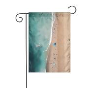 YYHWHJDE Drapeaux de jardin imprimés vue aérienne de la plage 30,5 x 45,7 cm pour décoration de cour avec une largeur de poteau de 3 cm (drapeau uniquement, mât non inclus)