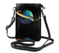 YYHWHJDE Earth Rainbow Stars Prints Petit sac à bandoulière en cuir pour femme, imperméable et durable