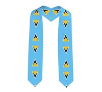 YYHWHJDE Écharpe en satin aplatie avec drapeau de Sainte-Lucie - 183 cm - Cadeau de remise de diplôme pour elle/lui, coin pointu, Taille unique