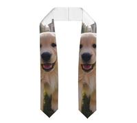 YYHWHJDE Écharpe en satin aplatie avec image de chiots Golden Retriever - 183 cm - Cadeau de remise de diplôme pour elle/lui, Aplati, Taille unique