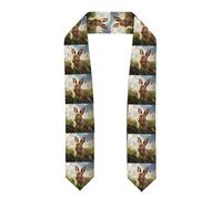 YYHWHJDE Écharpe en satin aplatie avec lapin sur herbe verte - 183 cm - Cadeau de remise de diplôme pour elle/lui, Aplati, Taille unique