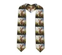 YYHWHJDE Écharpe en satin aplatie avec lapin sur herbe verte - 183 cm - Cadeau de remise de diplôme pour elle/lui, coin pointu, Taille unique