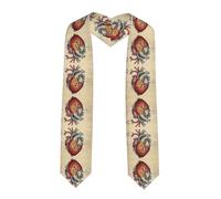 YYHWHJDE Écharpe en satin aplatie avec motif anatomie humaine en forme de cœur pour remise de diplôme 183 cm, cadeau de remise de diplôme pour elle/lui, coin pointu, Taille unique