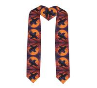 YYHWHJDE Écharpe en satin aplatie avec motif corbeaux - 183 cm - Cadeau de remise de diplôme pour elle/lui, coin pointu, Taille unique