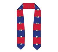 YYHWHJDE Écharpe en satin aplatie avec motif drapeau haïtien pour remise de diplôme 183 cm, cadeau de remise de diplôme pour elle/lui, Aplati, Taille unique