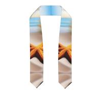 YYHWHJDE Écharpe en satin aplatie pour la plage, les étoiles de mer, les terres de mer, pour remise de diplôme, 183 cm, cadeau de remise de diplôme pour elle/lui, Aplati, Taille unique