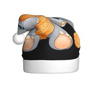 YYHWHJDE Éléphant jouant avec des imprimés de fil Chapeau de Noël pour adulte Doux et léger