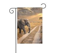YYHWHJDE Elephant On The Roadside Prints Mât de drapeau de jardin extérieur décoration de cour 30,5 x 45,7 cm