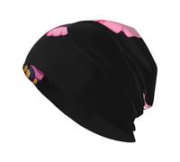 YYHWHJDE Éléphant rose portant un chapeau de sorcière imprimé adulte mode chapeau tricoté élastique chaud pour homme et femme